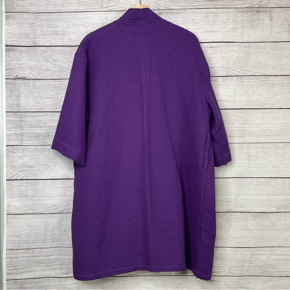 Terrytown R Initial Embroidered Purple Waffle Knit Robe OS * - Picture 6 of 7